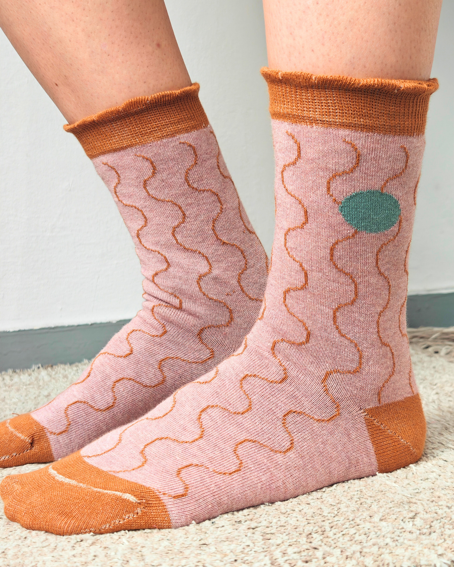 Waves cotton sock vintage pink