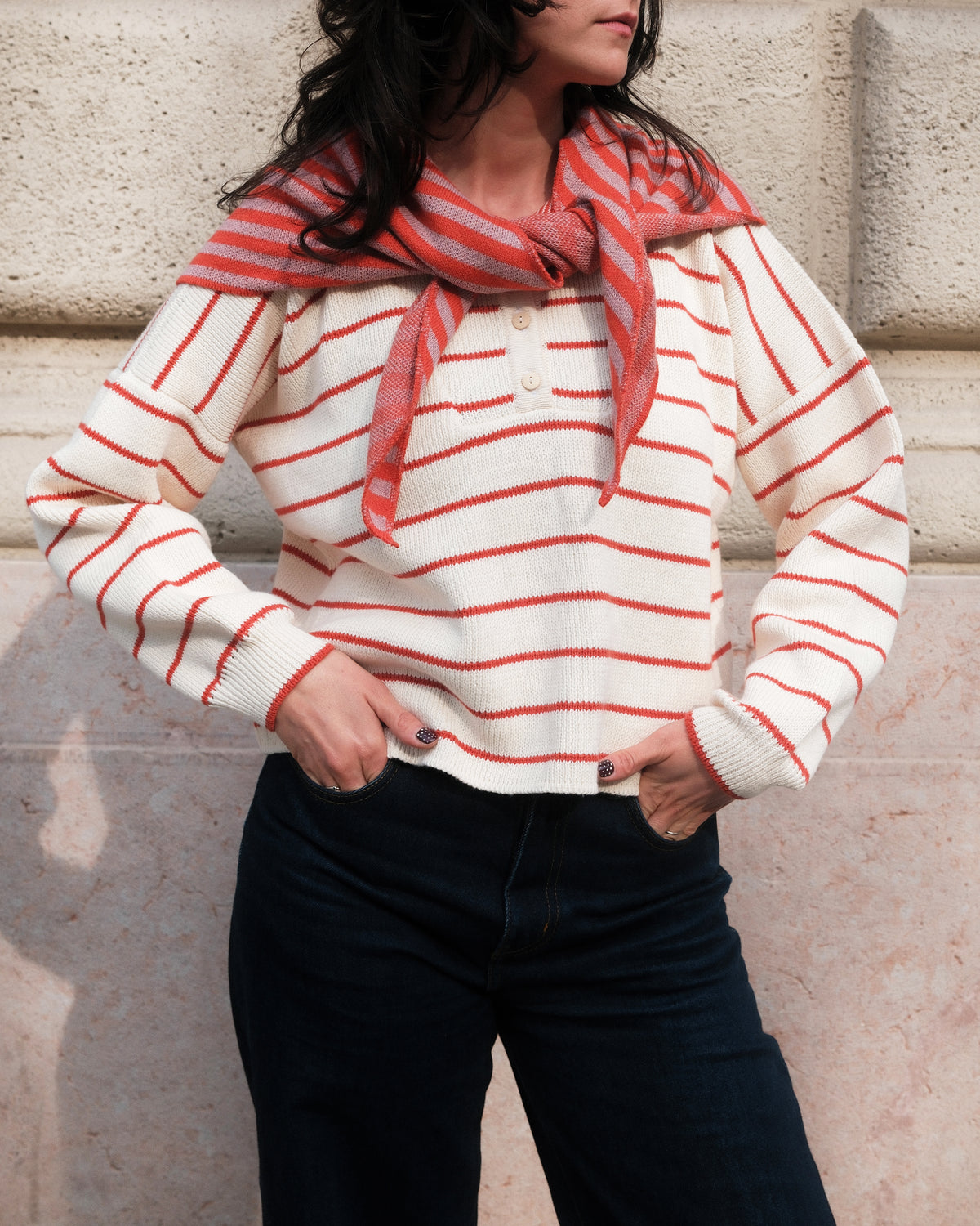 Big triangle striped scarf blue hills PREORDER