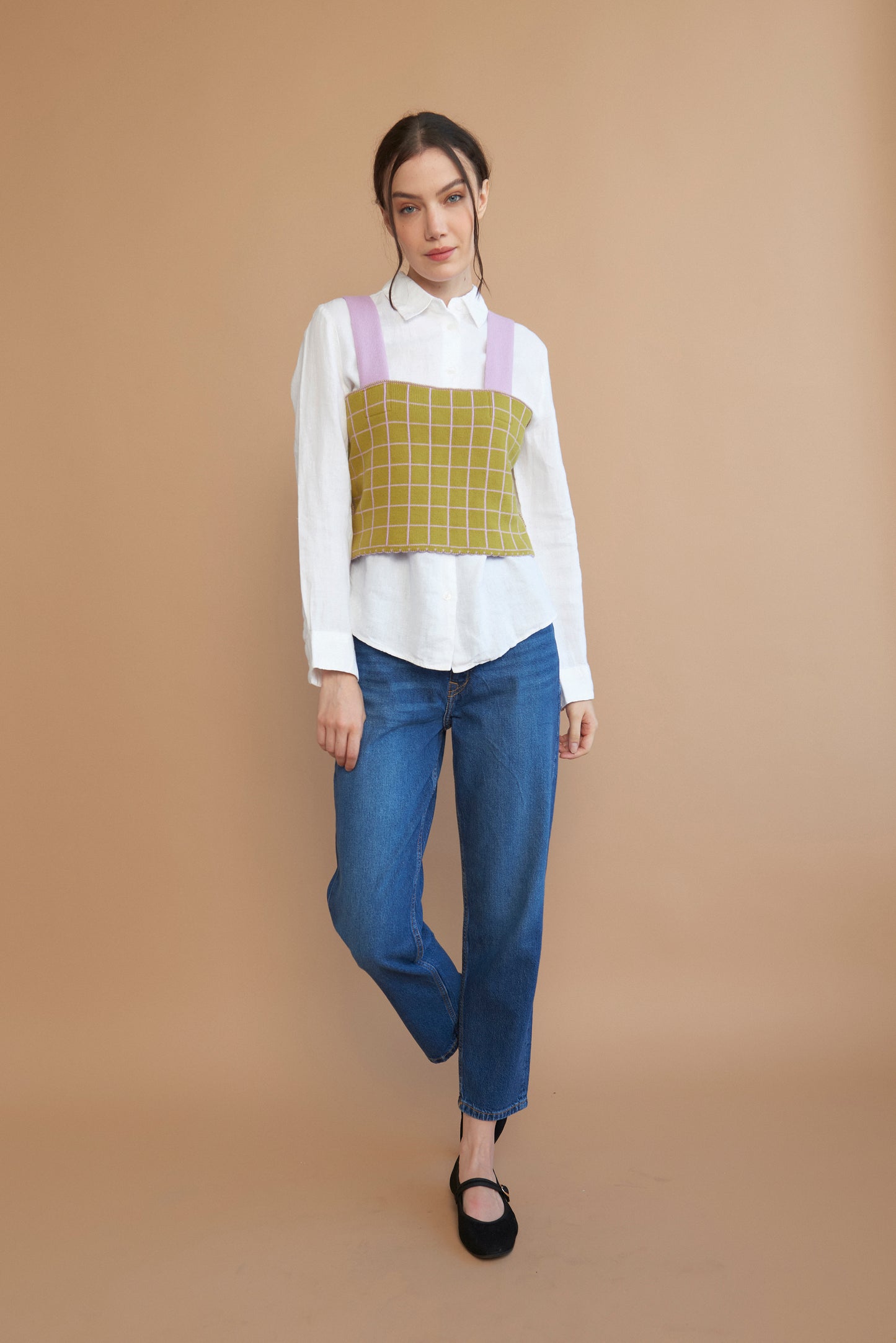KINI top reversible blueberry milk-pistachio