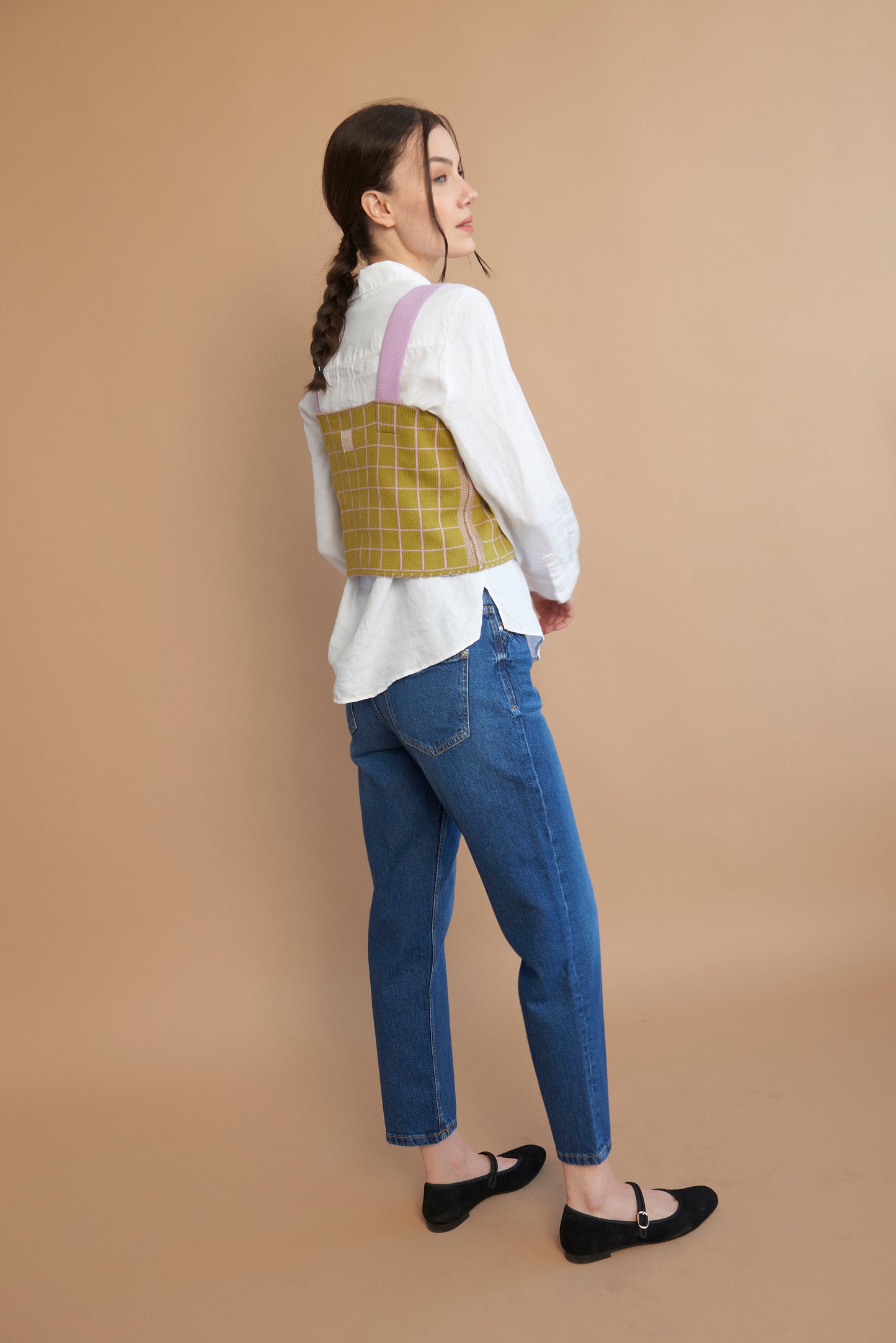KINI top reversible blueberry milk-pistachio