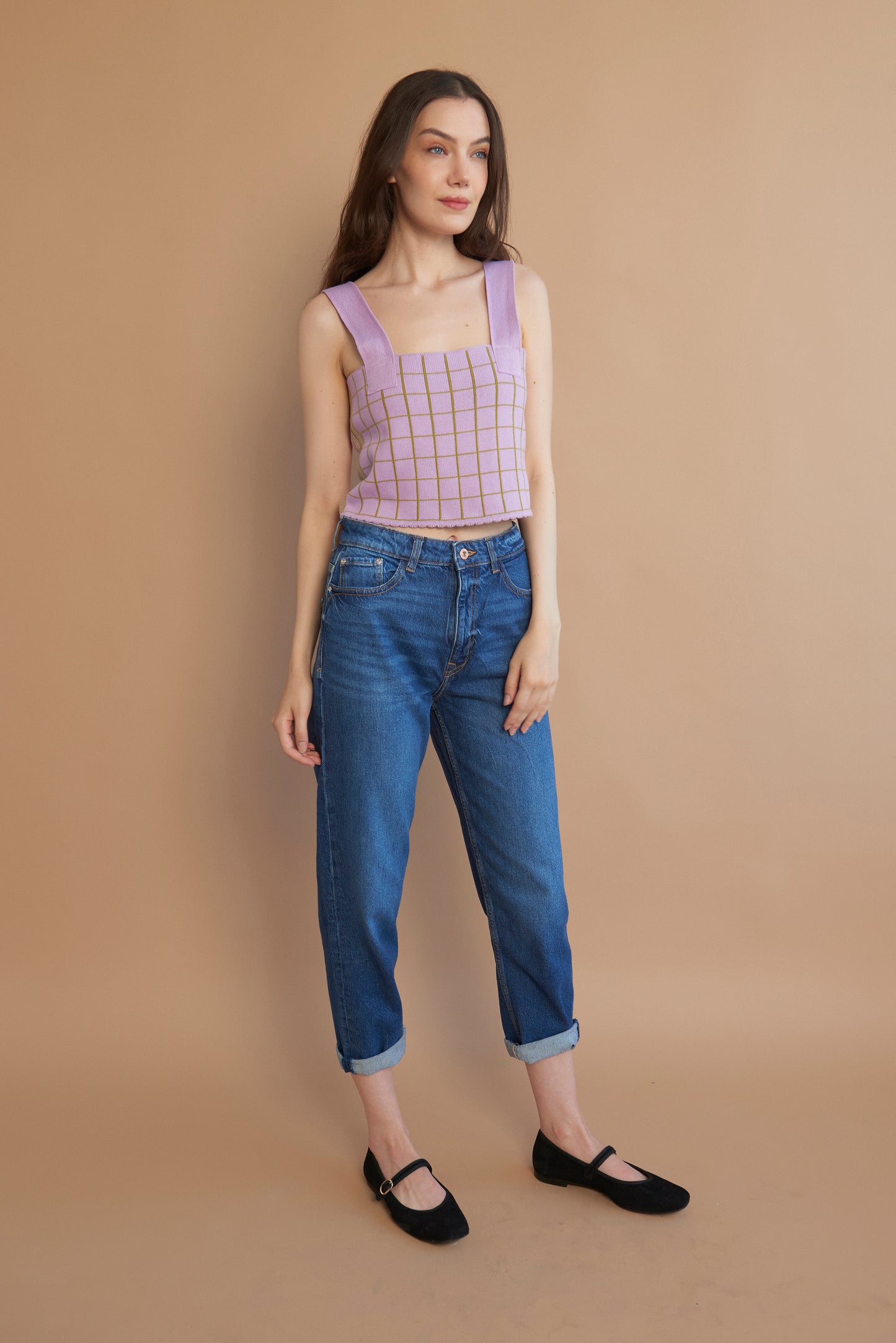KINI top reversible blueberry milk-pistachio