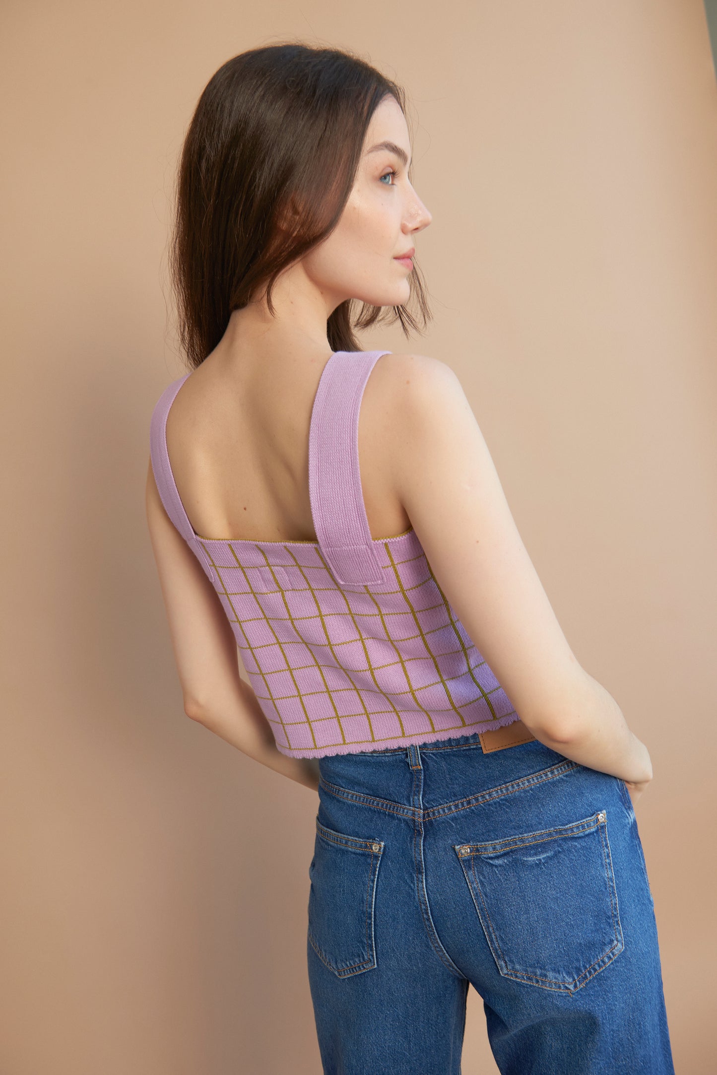 KINI top reversible blueberry milk-pistachio