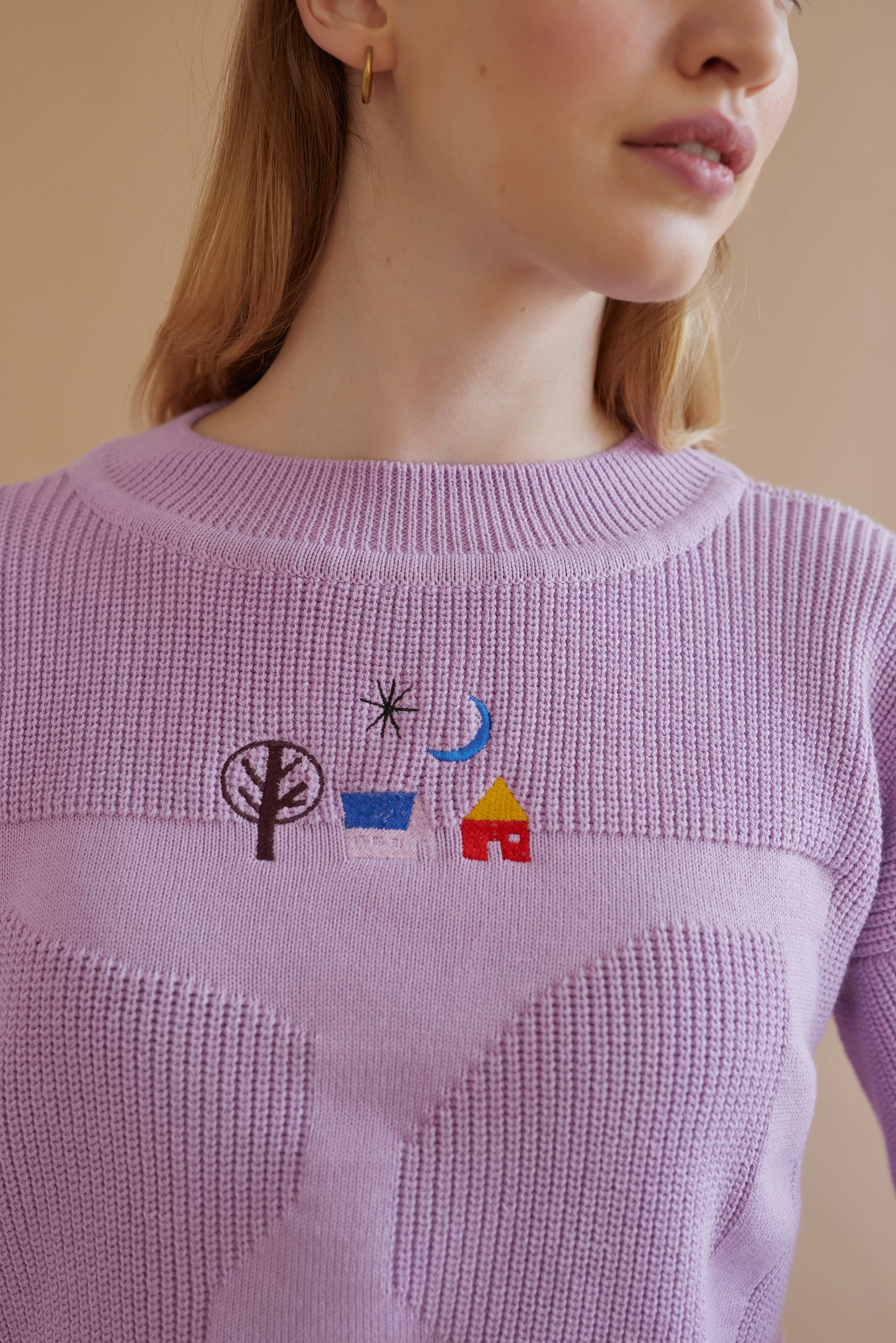 x Ulrike Lea Moormann collab MOA jumper blueberry milk