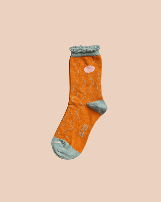 Waves cotton sock amber