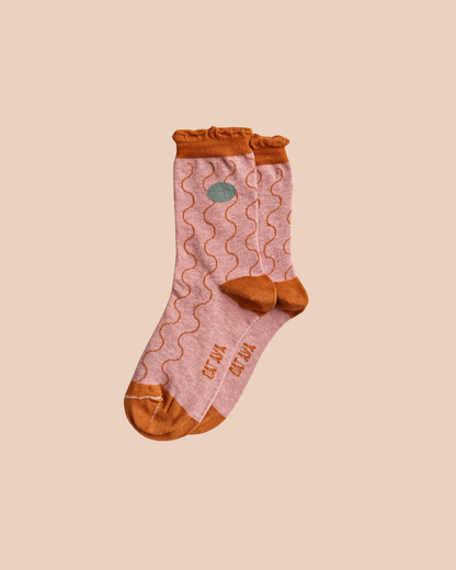 Waves cotton sock vintage pink