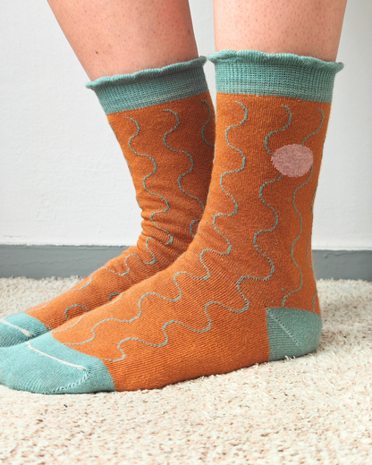 Waves cotton sock amber