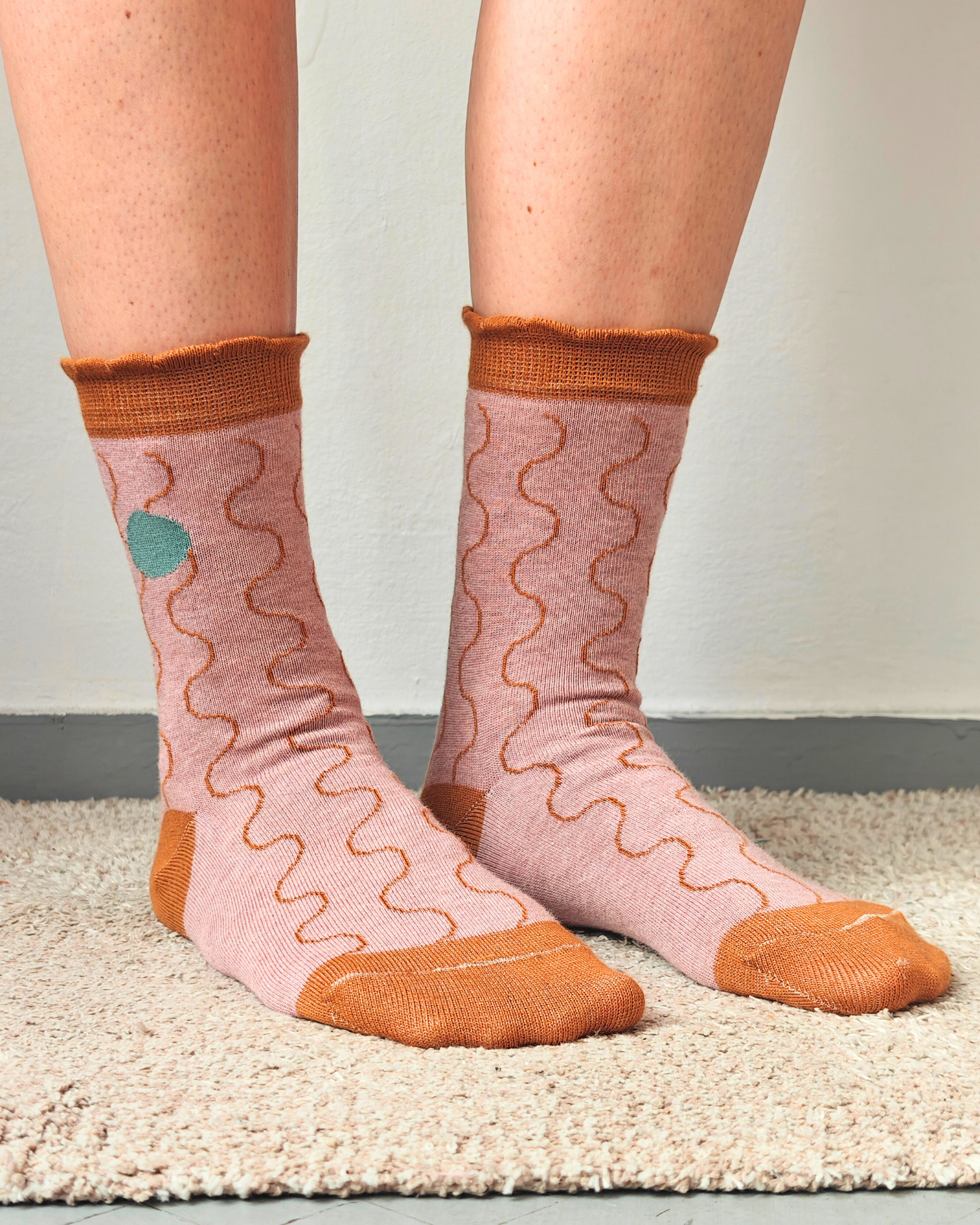Waves cotton sock vintage pink