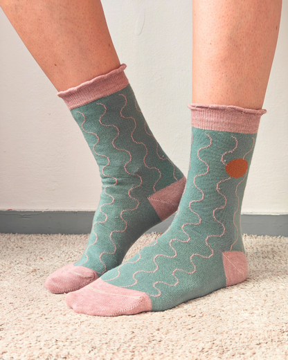 Waves cotton sock sage