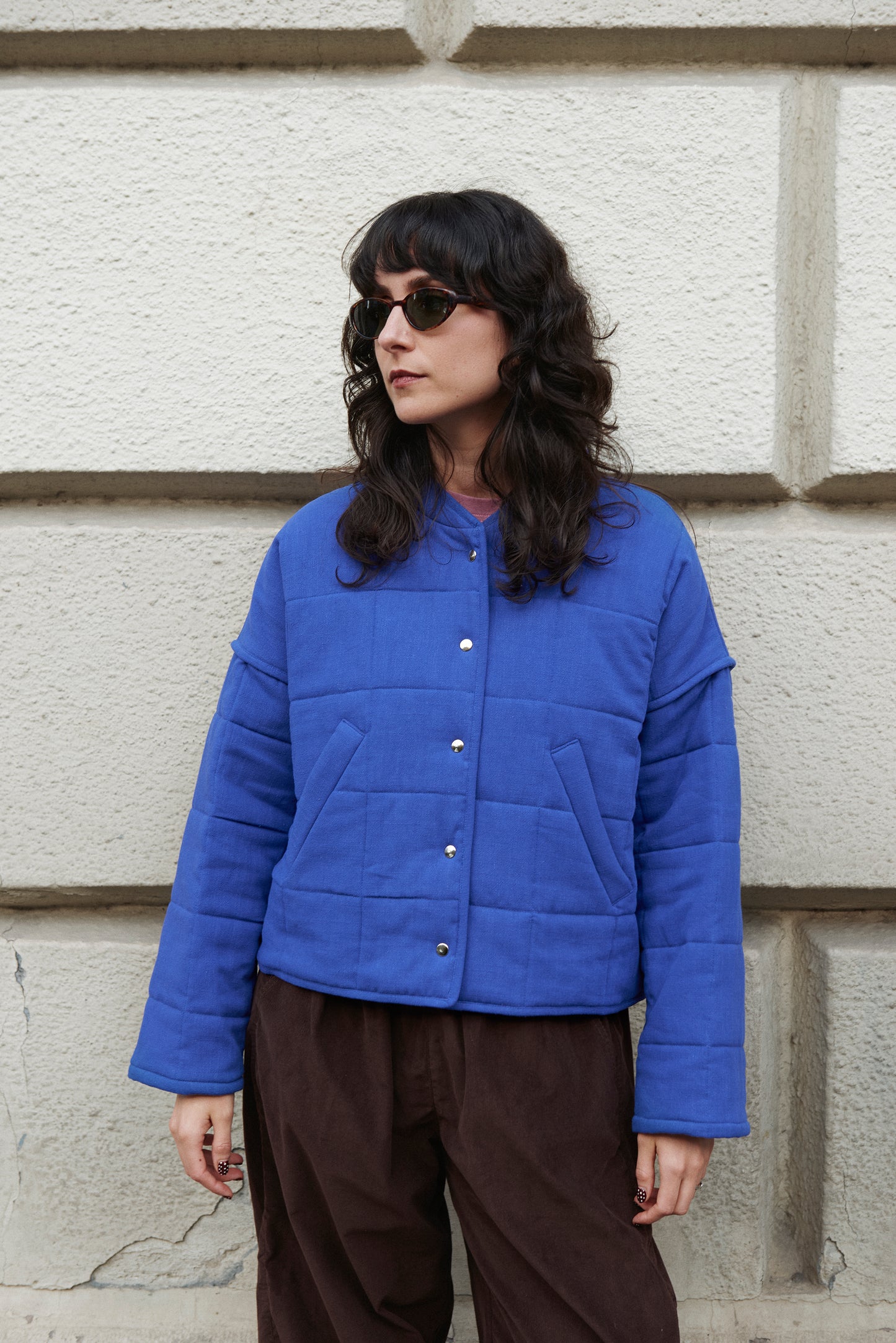 Reversible Quilted BOMBER jacket blue