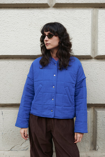 Reversible Quilted BOMBER jacket blue