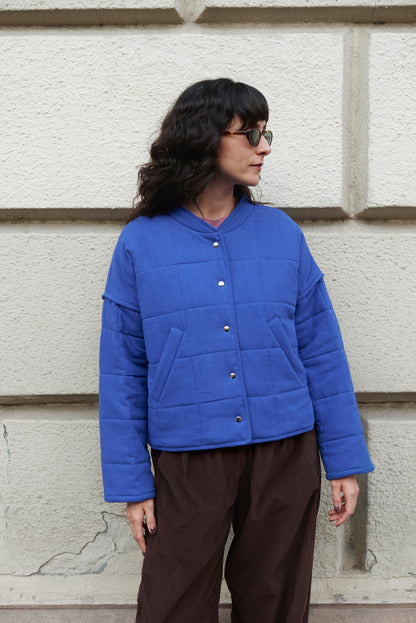 Reversible Quilted BOMBER jacket blue