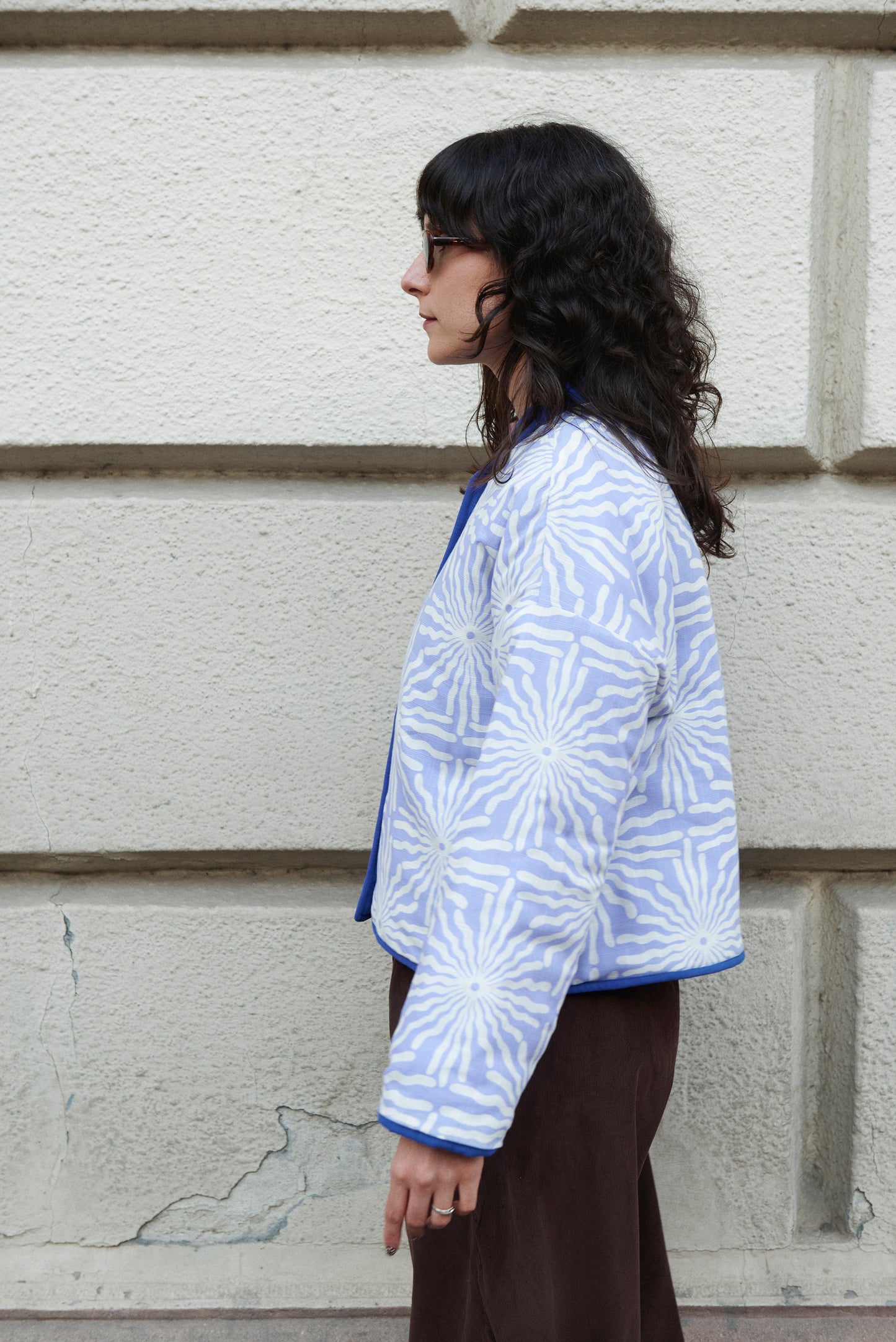 Reversible Quilted BOMBER jacket blue