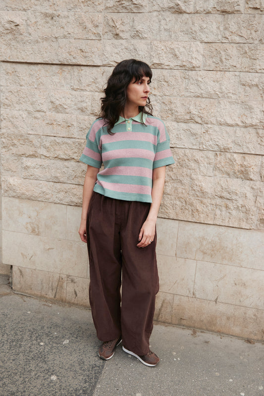 WINNIE top vintage pink-sage stripes - launch in May