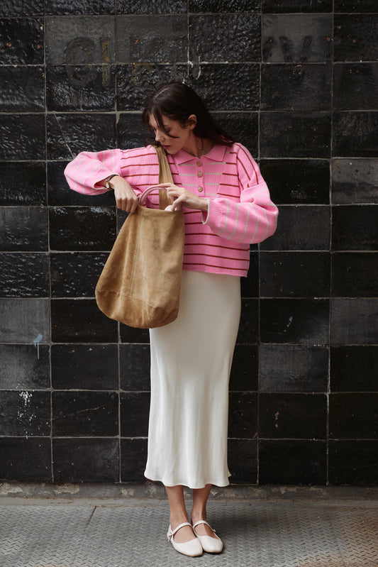 LEISURE jumper stripes bubble pink