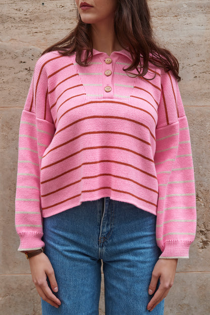LEISURE jumper stripes bubble pink