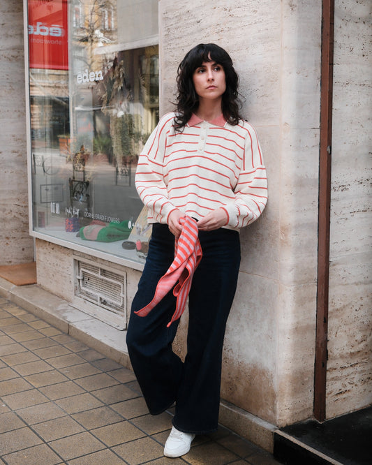LEISURE jumper striped red