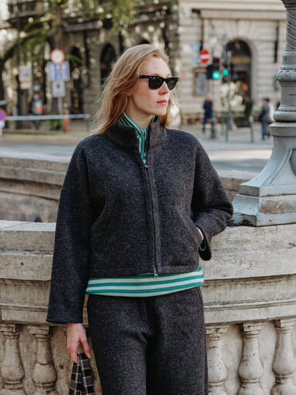 WOOL BOMBER jacket anthracite - PREORDER