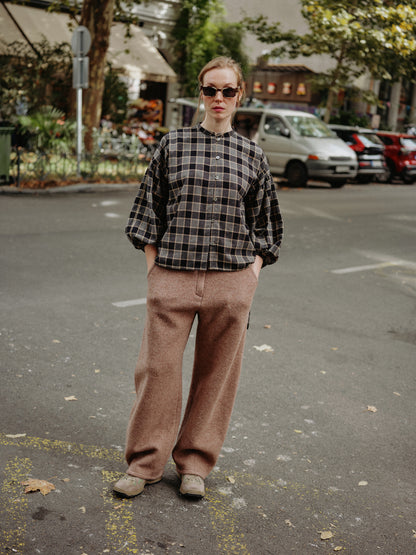WOOL BARREL pants truffle - PREORDER