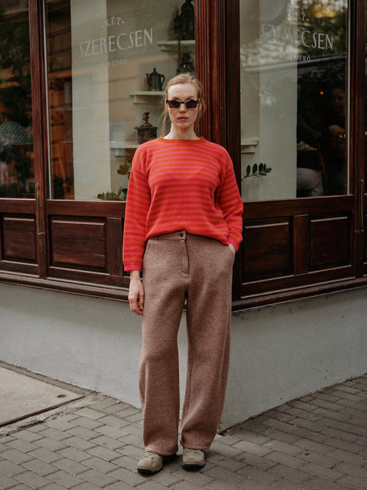 WOOL BARREL pants truffle - PREORDER