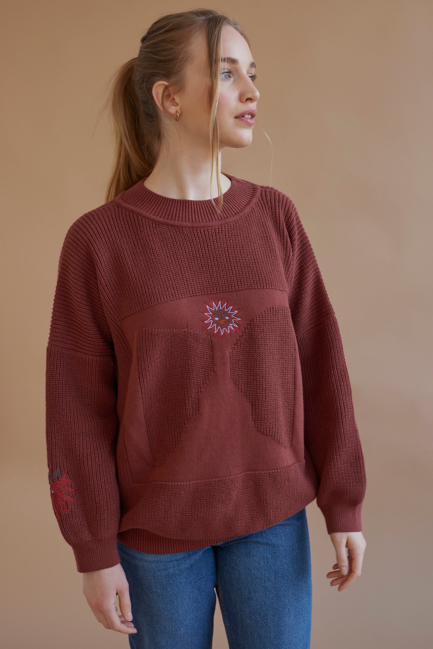 x Madeleine Kemsley collab MOA jumper rust