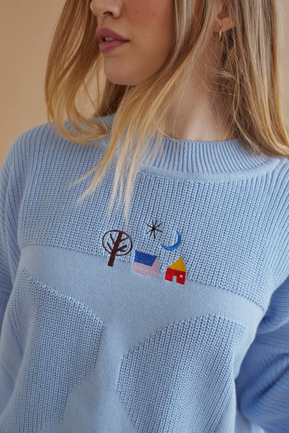 x Ulrike Lea Moormann collab MOA jumper spring blue